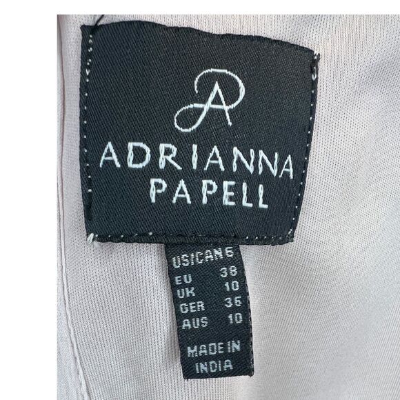 Adrianna Papell Beaded Bodice Chiffon Evening Gown Sz 6 Blush Dusty Pink Keyhole - Picture 6 of 8